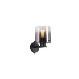 88912-1BK Sweden 1Lt Wall Light - Matt Black & Smoked Glass Searchlight