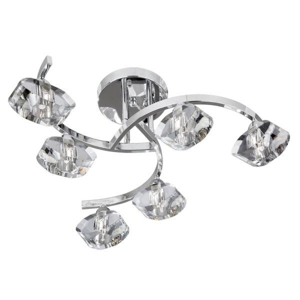 8086-6CC Sculptured Ice II 6Lt Flush Lampa sufitowa - Chrome & szkło Searchlight