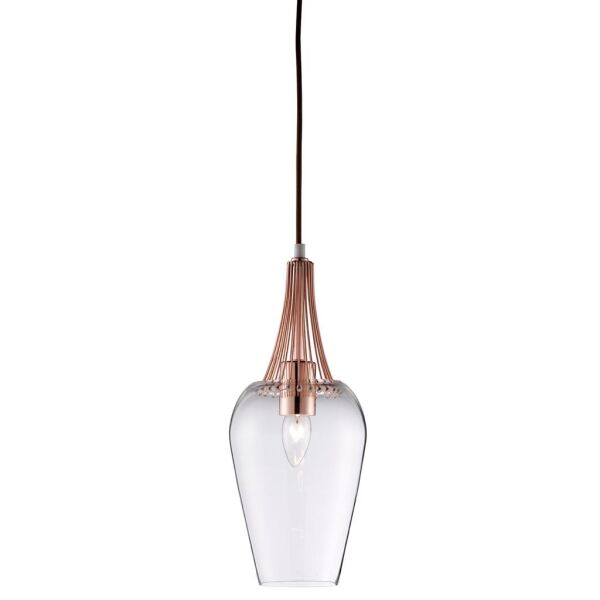 8911CU Whisk Lampa wisząca - miedź & Clear szkło Searchlight