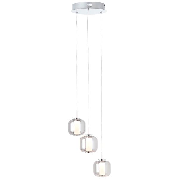 G99258/93 Lampa wisząca LED Rafa 3-płomieniowa okrągła chrom / przydymione szkło