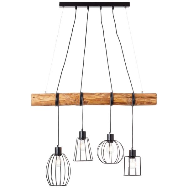 99549/76 Keyla Lampa wisząca 4flg czarny/kolor drewna Brilliant