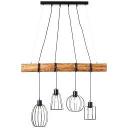 99549/76 Keyla Lampa wisząca 4flg czarny/kolor drewna Brilliant