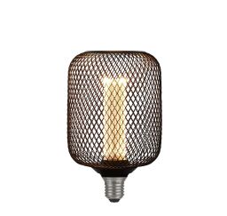 26002BK Wire Mesh Effect Drum Lamp - Black Metal Searchlight