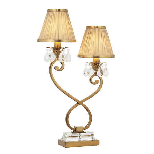 63530 Oksana antique brass 2lt lampa stołowa Interiors1900 - MEGA rabaty w koszyku %