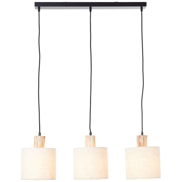 99538/96 Pia Lampa wisząca 3flg Balken czarny/naturalna Brilliant