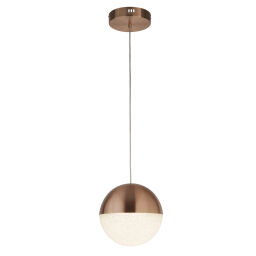 5881CU Marbles LED Pendant - Copper Metal & Crushed Ice Shade Searchlight