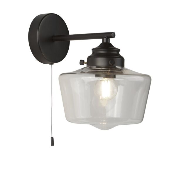 8708-1BK School House Kinkiet - czarny Metal & szkło opal Searchlight