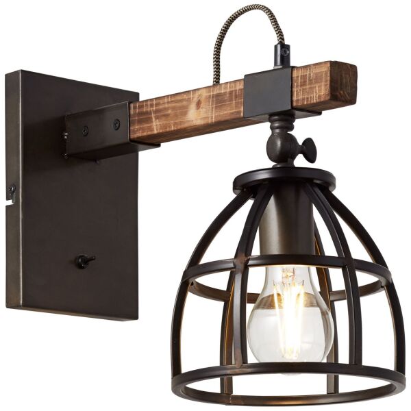 99137/46 Kinkiet Matrix Wood wiszący czarna stal/drewno Brilliant