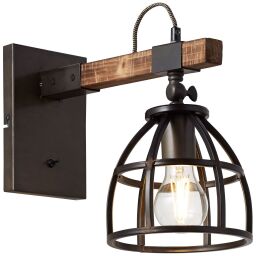 99137/46 Kinkiet Matrix Wood wiszący czarna stal/drewno Brilliant