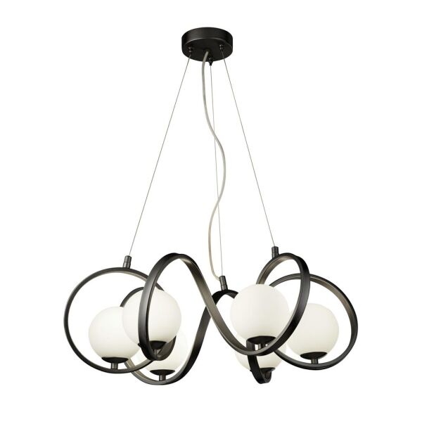 20911-6BK Twister 6Lt Lampa wisząca - czarny Metal & Opal Searchlight