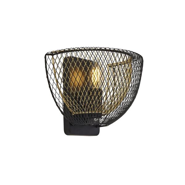 6842BGO Honeycomb Kinkiet - czarny Metal & złoty Mesh Searchlight