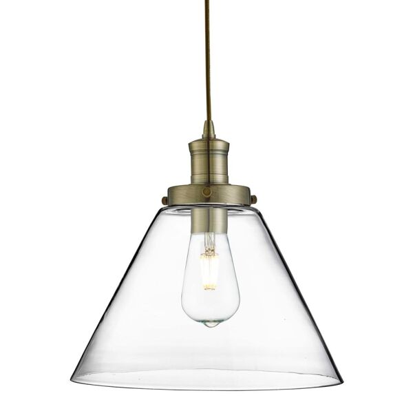3228AB Pyramid Lampa wisząca -antyczny mosiądz & Clear szkło Shade Searchlight