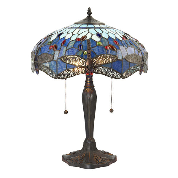 64089 Tiffany Dragonfly blue 2lt lampa stołowa Interiors1900 - MEGA rabaty w koszyku %
