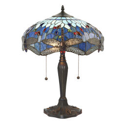 64089 Tiffany Dragonfly blue 2lt lampa stołowa Interiors1900 - rabaty 25% w koszyku