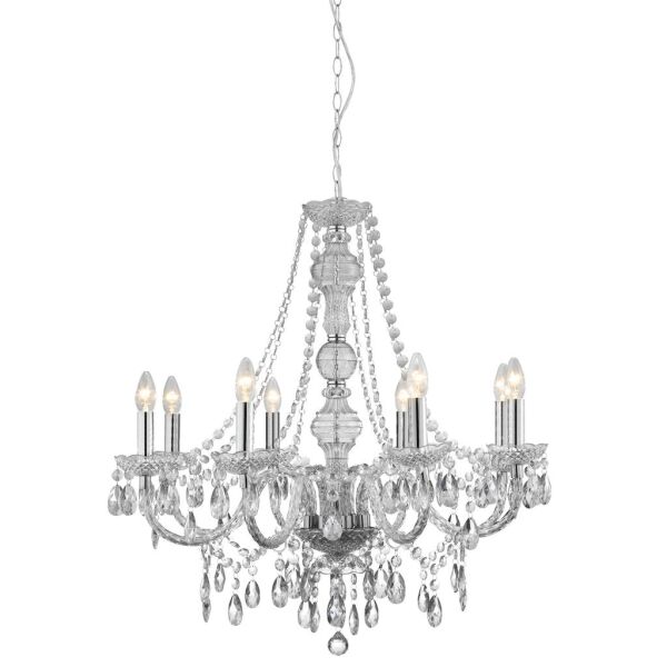 8888-8CL Marie Therese  8Lt Pendant - Clear Glass & Acrylic Searchlight