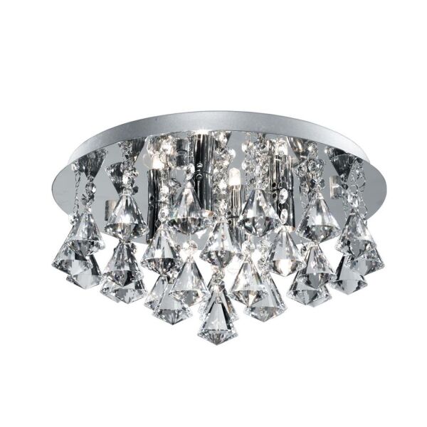 2204-4CC Hanna 4Lt Flush - Chrome & Clear kryształ Pyramid Drops, IP44 Searchlight