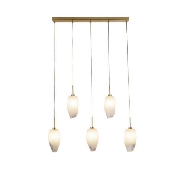 23145-5SB Rocky 5Lt Bar Pendant, Satin Brass Metal  & Glass Searchlight