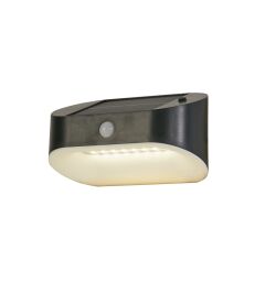 67421BK-PIR Solar Outdoor Wall Light - Black Metal & White Polycarbonate Searchlight