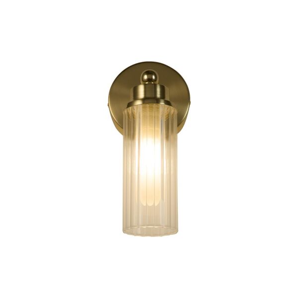 29981SB Imperial 1Lt Wall Light, Satin Brass Metal & Clear Ribbed Gl Searchlight