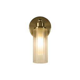 29981SB Imperial 1Lt Wall Light, Satin Brass Metal & Clear Ribbed Gl Searchlight