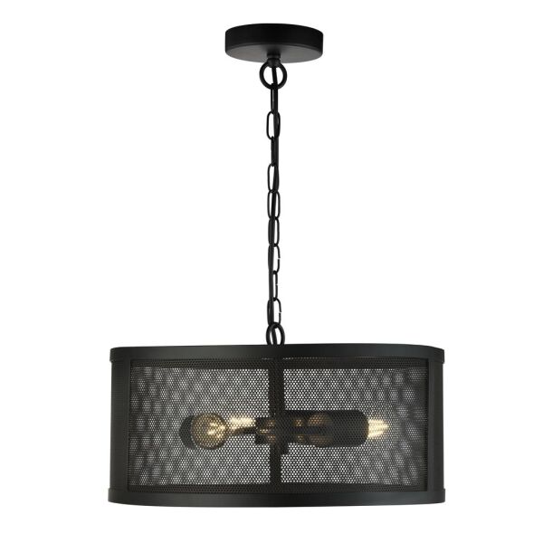 12483-3BK Fishnet 3Lt Drum Lampa wisząca - czarny Metal Mesh Searchlight