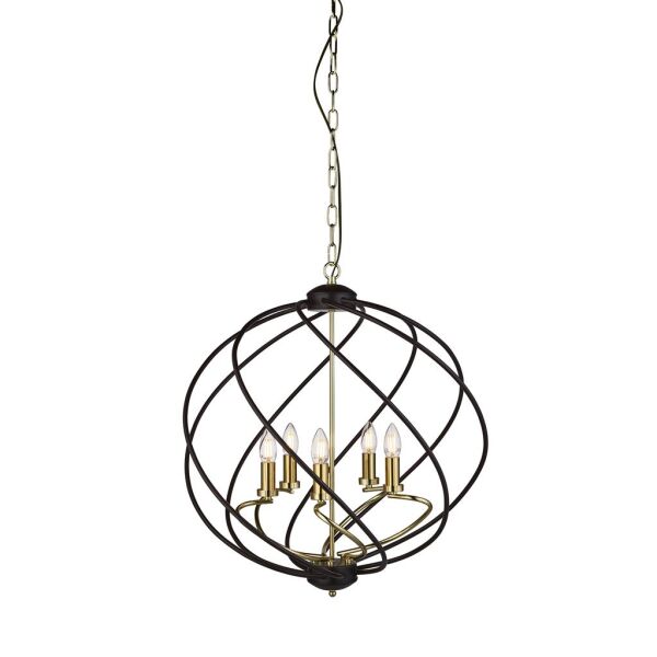 1805-5BK Flow 5Lt Lampa wisząca - czarny Metal & satyna Brass Searchlight