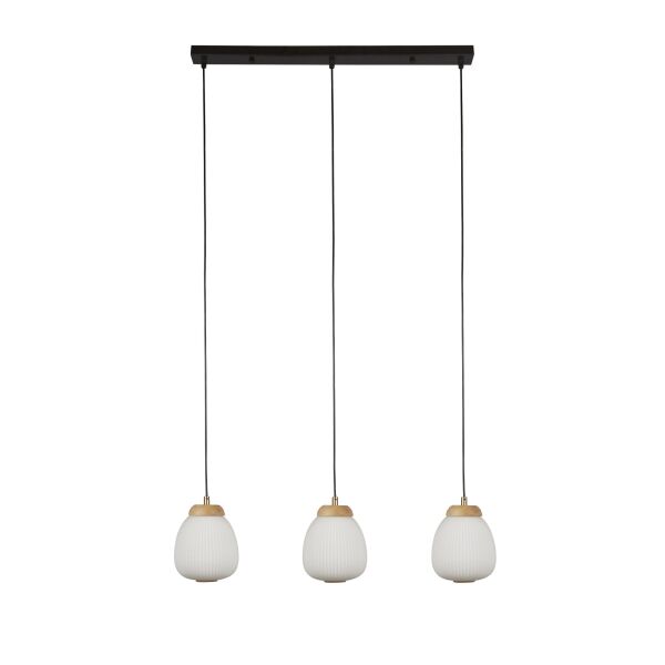 31411-3NA Ella 3-Light Black & Opal Pendant Ceiling Light Searchlight