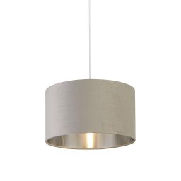 21035GY Light Grey Velvet Drum Shade - 38cm Searchlight
