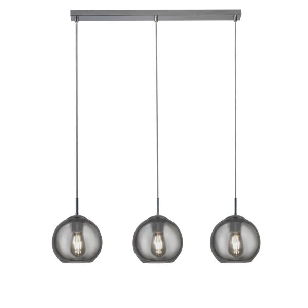 1033-3SM Balls 3Lt Bar Pendant - Chrome Metal & Smoked Glass Searchlight