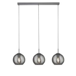 1033-3SM Balls 3Lt Bar Pendant - Chrome Metal & Smoked Glass Searchlight