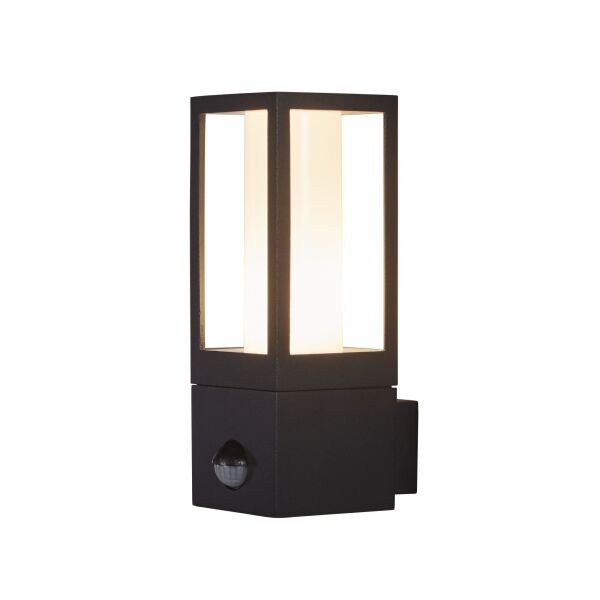 91251-1BK-PIR Avenue Outdoor Wall Light- Black Metal & White Polycarbonate Searchlight