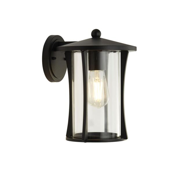 8477BK Pagoda zewnętrzny Wall/Porch Light - czarny & Clear szkło, IP44 Searchlight