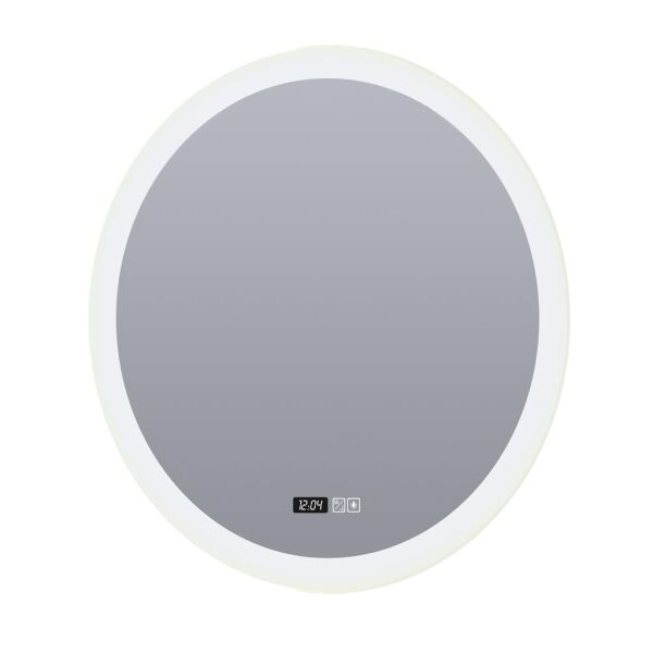 96512 Round Bathroom Mirror - Digital Clock, Demister Searchlight