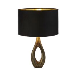 EU86531BK Bucklow Textured Brass & Black Velvet Table Lamp Searchlight