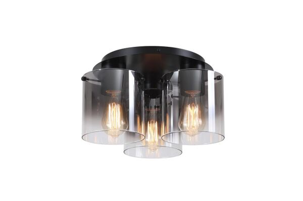 88911-3BK Sweden 3LT Flush - Matt Black & Smoked Glass Searchlight