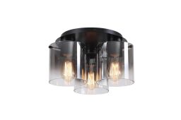 88911-3BK Sweden 3LT Flush - Matt Black & Smoked Glass Searchlight