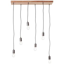 99542/76 Rustik Lampa wisząca 6flg czarny/kolor drewna Brilliant