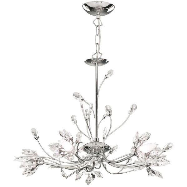 1885-5CC Hibiscus 5Lt Lampa wisząca - Chrome & Clear szkło Searchlight