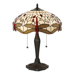 64085 Tiffany Dragonfly beige 2lt lampa stołowa Interiors1900 - rabaty 25% w koszyku