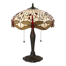 64085 Tiffany Dragonfly beige 2lt lampa stołowa Interiors1900 - MEGA rabaty w koszyku %