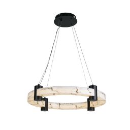 10868-1BK Moonbeam LED Pendant, Black Metal & Marbleised Resin Searchlight