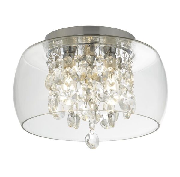 1773CC Curva 3Lt Flush łazienkowy Light-Chrome, kryształ & szkło, IP44 Searchlight