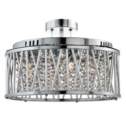 8335-5CC Elise 5Lt Lampa wisząca/Semi-Flush - Chrome, kryształ & Aluminium Searchlight