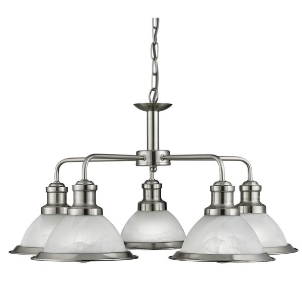 1595-5SS Bistro 5Lt Lampa wisząca - satyna srebrny & szkło Searchlight