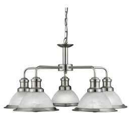 1595-5SS Bistro 5Lt Lampa wisząca - satyna srebrny & szkło Searchlight