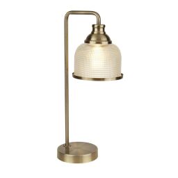 EU1351-1AB Bistro II Lampa stołowa - antyczny mosiądz & Halophane szkło Searchlight