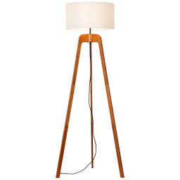 93048/70 Lampa stojąca Niela, drewno trójnożne ciemny/biały Brilliant