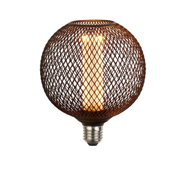 26003BK Wire Mesh Effect Globe Lamp - Black Metal Searchlight