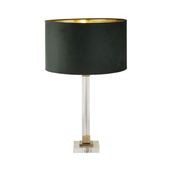 EU67522GR Scarborough Table Lamp - Crystal, Brass Metal & Green Velvet Searchlight
