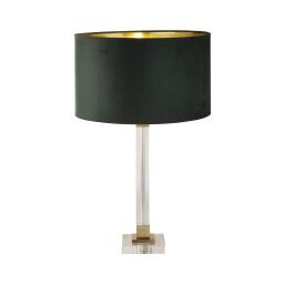 EU67522GR Scarborough Table Lamp - Crystal, Brass Metal & Green Velvet Searchlight